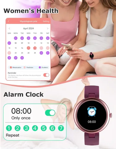 Miniatura 7 de Rastreador de fitness, relojes redondos de fitness para mujeres con Bluetooth, monitor de llamadas, monitor de frecuencia cardíaca, monitor
