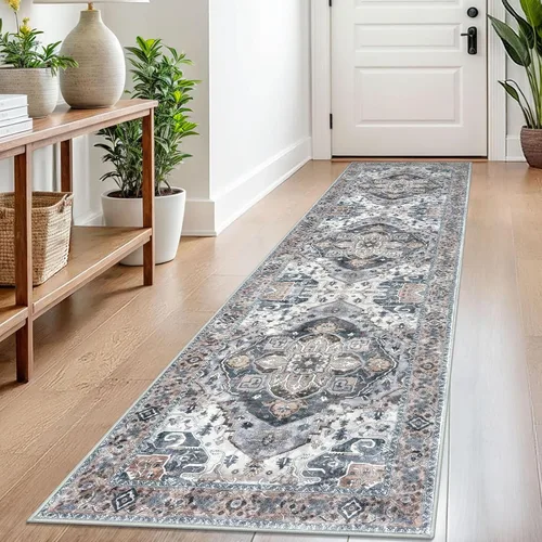 Miniatura 54 de SIILOOM Alfombra lavable de 2 x 3 pies, alfombra suave color taupe ceniza para entrada, tapete antideslizante para puerta de interior, tapete