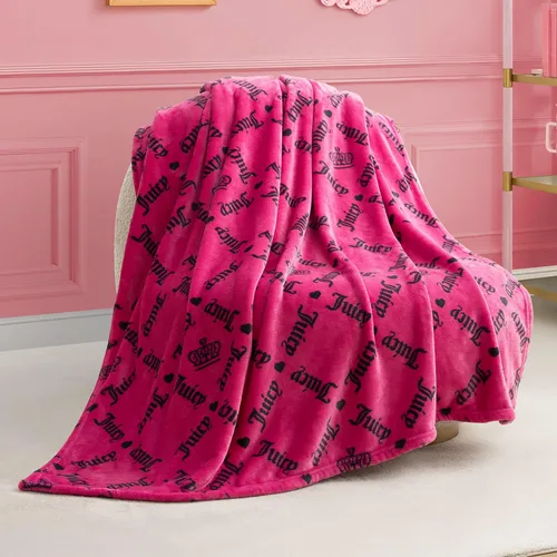 Miniatura 26 de Juicy Couture Berry Happy - Manta de felpa de 50 x 70 pulgadas, color rosa, mantas decorativas para sofás, mantas para sillas y camas