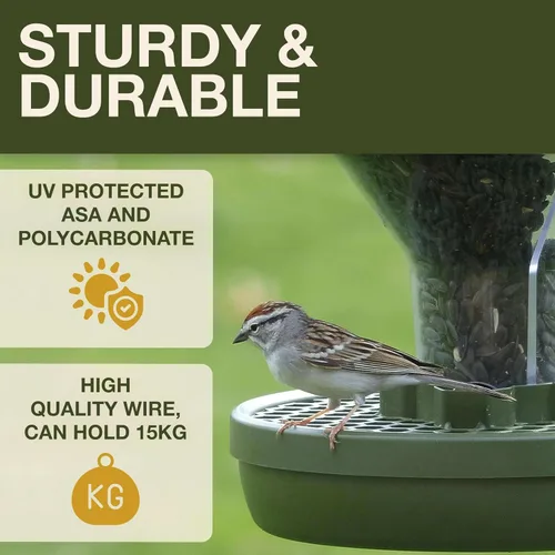 Miniatura 5 de SWISSINNO Comedero para pájaros – Comedero colgante para pájaros sin desorden para exteriores – Smart Birds Davos a prueba de derrames, cardenales