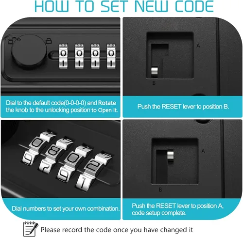 Miniatura 6 de Caja de seguridad con código, mini caja de seguridad portátil con combinación de cadena extraíble, caja de bloqueo antirrobo, caja de seguridad
