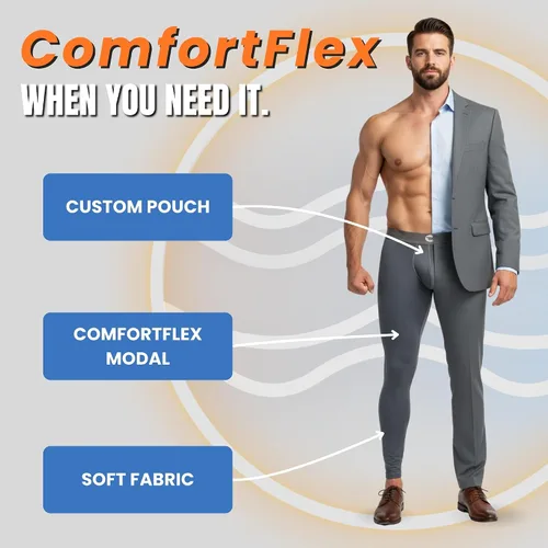 Miniatura 5 de Pantalones de Compresión Real Men Modal ABCD Pouch - 1 Paquete, Leggings Modales para Hombres, Pantalones de Yoga, Mallas, Capa Base para Clima Frío