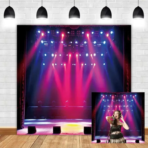 Miniatura 5 de Leyiyi Fondo de telón de fondo de 9 x 6 pies para escenario de concierto en vivo, fondo escénico de noche sombría, superestrella, drama, espectáculo