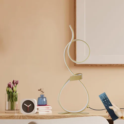 Miniatura 7 de Lámparas de mesa LED de 21 pulgadas, 20W, 2700 lm, modernas, con control táctil de 3 colores, regulables, para sala de estar, dormitorio (dorado)
