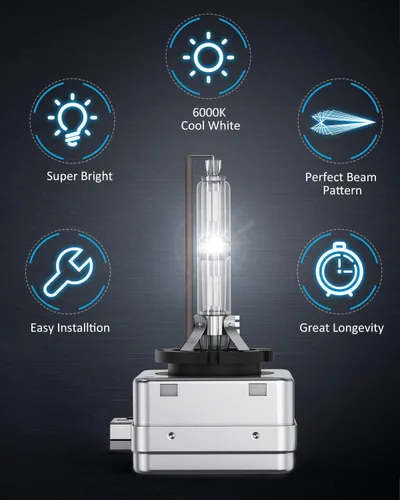 Miniatura 6 de Nilight Bombillas de xenón HID D1S para faros delanteros, bombilla D1S de 6000 K de haz alto y bajo de xenón de repuesto para automóviles de 12 V
