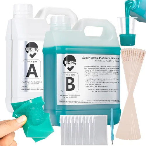 Miniatura 14 de BBDINO Kit de fabricación de moldes de silicona - Silicona súper elástica para hacer moldes de 2 galones - Mezcla de grado platino 1A:1B - Ideal 282
