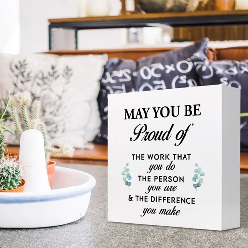 Miniatura 5 de Cartel de caja con citas inspiradoras con texto en inglés «May You Be Proud of the Work You Do», caja motivacional para decoración de pared