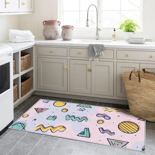 Miniatura 3 de Memphis Runner Rug 2x4 Small - Hallway Runner Rug Retro 80s Funky Geometric Fashion Pattern, Non Slip, Washable, Memphis Home Decor Carpet for