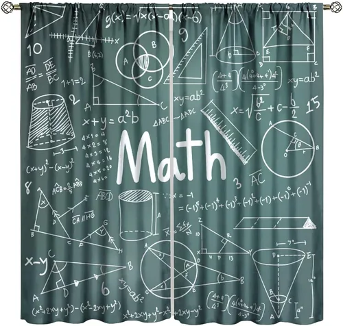 Miniatura 33 de Cortinas opacas para ventanas de ciencia para niños, lupa de libro de laboratorio de ciencia, lupa, frascos moleculares, cortinas impresas