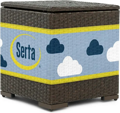 Miniatura 23 de Serta Laguna - Juego de muebles de patio para exteriores, 5 piezas, sillas reclinables de mimbre marrón con otomanas, cojines y mesa auxiliar