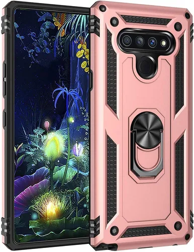 Miniatura 11 de Dionsibei Carcasa de grado militar para LG Stylo 6, soporte de anillo giratorio de metal 360, soporte magnético para montaje en automóvil, funda