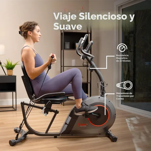 Miniatura 8 de Sunny Health & Fitness Smart Recumbent Bike, Wide Cushioned Seat & Back, Indoor Cycling Machine for Adult/Seniors Home Exercise, Free SunnyFit App