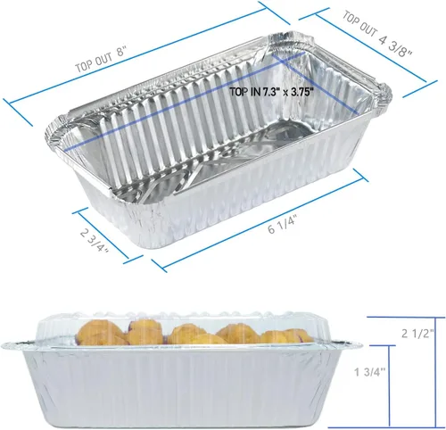 Miniatura 2 de Molde Desechable para Pan con Tapa para Hornear - Moldes Desechables para Pan de 1.5 Lb - Moldes para Pastel de Carne - 50 Moldes de Papel