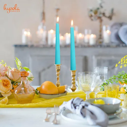 Miniatura 5 de Hyoola Tall Taper Candles - Vela de cena turquesa sin goteo de 10 pulgadas, sin perfume, cera de parafina con mechas de algodón, 8 horas de tiempo