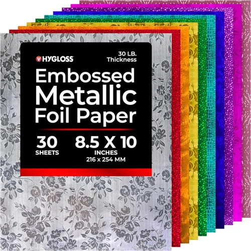 Miniatura 10 de Hygloss Papel de aluminio metálico, 20 hojas, 10 hojas de papel metálico surtido, 8.5 x 10 pulgadas, papel de aluminio ideal para manualidades