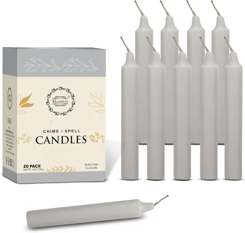 Miniatura 8 de Raajsee Paquete de 20 Mini Velas Cónicas Sin Perfume, Blanco 5 Pulgadas (Alto) Velas de Cena Sin Humo y Sin Goteo Cera de Parafina con Mechas