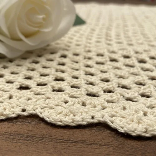 Miniatura 5 de Hsvanyr Mantel pequeño de algodón de ganchillo beige para mesa, protector rectangular para mesita de noche, cómoda para dormitorio, 12 x 17 pulgadas
