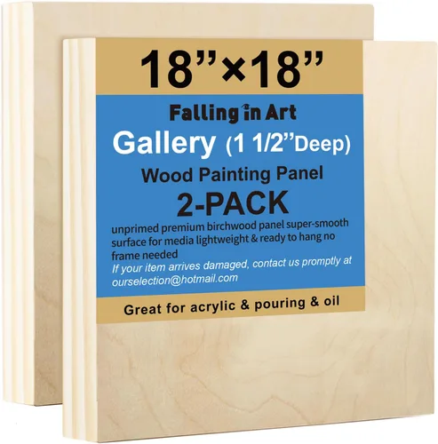 Miniatura 12 de Falling in Art Paquete de 2 paneles de lienzo de madera sin terminar, kit de paneles de madera de abedul de galería de 5 x 5, tablas de cuna de arte