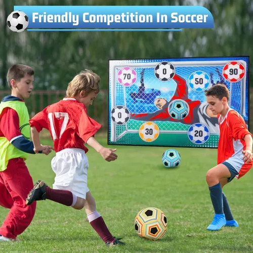 Miniatura 7 de VATOS Juego de Pelota de Fútbol de Juguete para Niños y Niñas, Juego de Portería de Fútbol de Lanzamiento para Interiores y Exteriores con 2