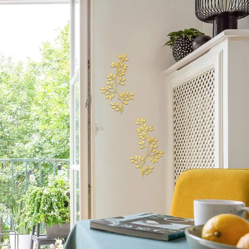 Miniatura 5 de Hotop 2 Piezas Decoración de Pared de Metal con Hojas de Árbol, Rama de Olivo con Vid, Arte de Pared de Hierro Forjado con Esculturas en Espiral