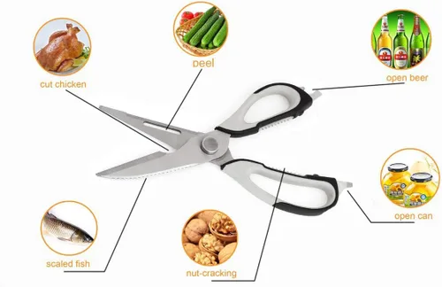 Miniatura 2 de Tijeras de cocina, tijeras profesionales resistentes de acero inoxidable multiusos con tapa, tijeras de cocina afiladas resistentes para verduras