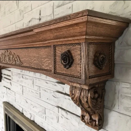 Miniatura 4 de 4 piezas de madera tallada de onlay apliques de madera de rosa tallada para muebles de cama, decoración de gabinete