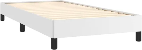 Miniatura 5 de Marco de cama blanco de 39.4 x 74.8 pulgadas, doble piel sintética (colchón no incluido), peso: 39.24 libras (U)