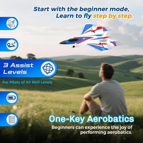 Miniatura 5 de Avión RC de 4 canales con luces Avión RC F22 con estabilizador de giroscopio de 6 ejes para principiantes, avión de control remoto para adultos 37