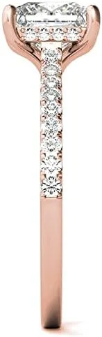 Miniatura 7 de IGI - Anillo de compromiso de diamantes de talla princesa blanca de 0.80 quilates con certificación IGI en oro rosa amarillo blanco de 14 quilates