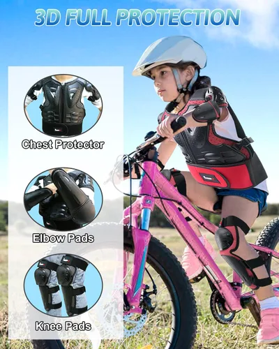 Miniatura 2 de StarknightMT Conjunto de Armadura para Motocicleta Infantil, Equipo para Moto de Tierra, Chaleco Protector para Pecho, Columna Vertebral, Espalda