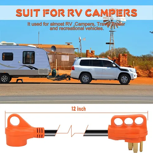 Miniatura 6 de Adaptador de RV macho de 50 amperios a 30 amperios hembra de 12 pulgadas, NEMA 14-50P a NEMA TT-30R, 125V 3750W STW 10 AWG 50M/30F Adaptador