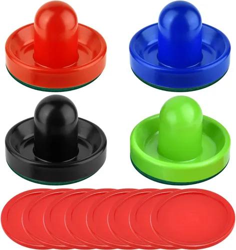 Coopay Empujadores de hockey de aire y discos de hockey de aire rojo, asas de portería, accesorios de repuesto para mesas de juego (4 Striker,