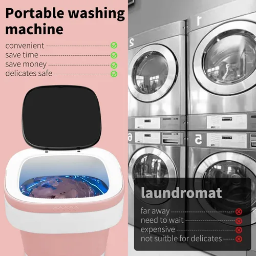 Miniatura 2 de Lavadora portátil, lavadora y secadora plegable de 16 litros con 3 modos de limpieza profunda, pequeña ropa plegable mejorada para viajes, Gran Rojo