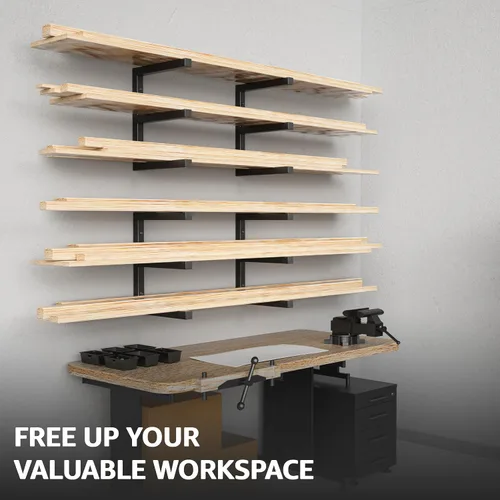 Miniatura 5 de YYR Organizador de madera y estante de almacenamiento de madera, estante de metal resistente con 6 niveles que soporta hasta 1200 libras, uso