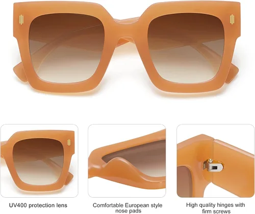 Miniatura 76 de SOJOS Gafas de sol cuadradas vintage de gran tamaño para mujer, estilo retro, de lujo, grandes, UV400 SJ2194