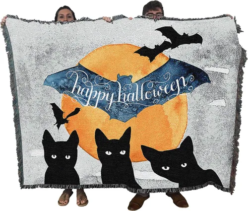 Miniatura 31 de Pure Country Weavers Manta negra con texto en inglés "I Just Here for The Boos" de fantasma, regalo de otoño, Halloween, para la parte posterior