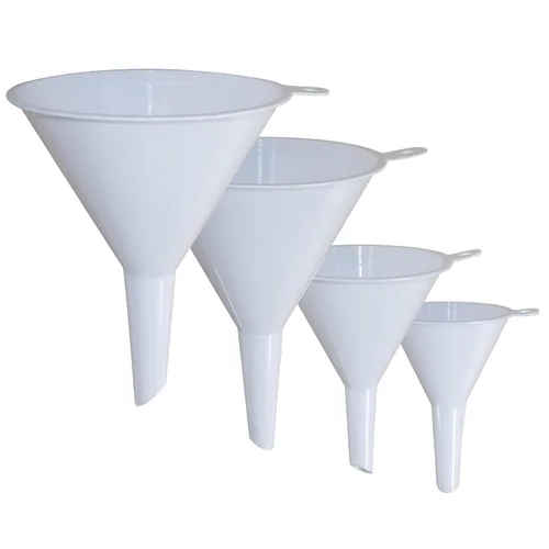 Miniatura 9 de KongNai Juego de 4 embudos de plástico para uso en cocina y automóvil, embudo pequeño, mediano y grande para llenar botellas, enlatar, cocinar, Rojo