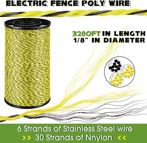 Miniatura 2 de Pangda Alambre eléctrico mejorado de 6562 pies, 6,561.7 ft de diámetro, valla eléctrica de 6 pulgadas de diámetro, conductividad confiable