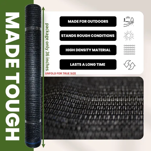 Miniatura 3 de 40% 6' x 100 pies rollo de tela de sombra con ojales, protección solar, red resistente a los rayos UV para jardín, invernadero, flores, plantas