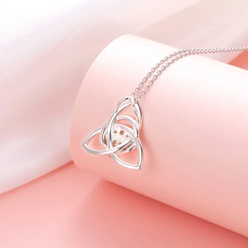 Miniatura 86 de FLYOW Collar con colgante de nudo celta de plata de ley 925 de buena suerte irlandés para mujer, regalo de cumpleaños y graduación