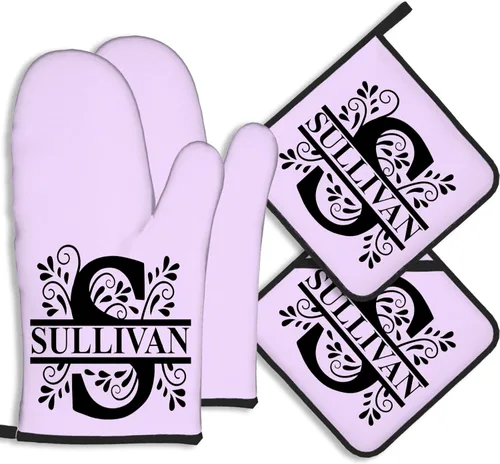 Miniatura 31 de Manoplas de horno personalizadas con soportes para ollas con nombre y foto personalizados, manoplas de horno resistentes al calor y al deslizamiento