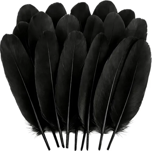 200 plumas de ganso negras para manualidades, de 5 a 7 pulgadas, plumas a granel de colores para manualidades, atrapasueños, alas de cosplay,
