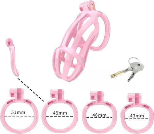 Miniatura 3 de Jaula para pene Dispositivo de castidad masculina Jaula de bloqueo Jugar con llave y bloqueo A6(XXL)