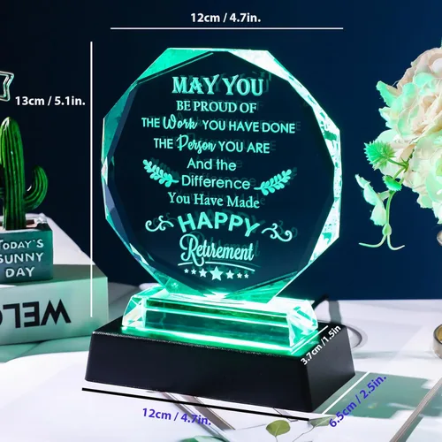 Miniatura 3 de YWHL Regalos de jubilación para hombres y mujeres, regalos de feliz jubilación 2026 con base LED, recuerdos de cristal, regalo para jubilados