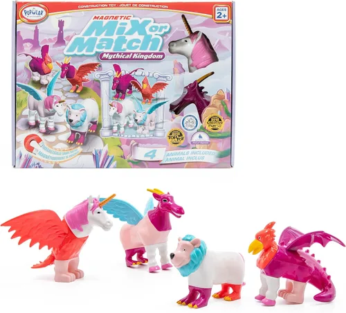 POPULAR PLAYTHINGS Animales magnéticos para niños pequeños de 1 a 3 años, mezcla o combina juguetes míticos, juego de 4 regalos para niños - Pastel