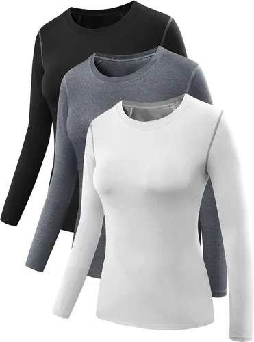 Miniatura 66 de NELEUS - Camisa deportiva de compresión atlética, de manga larga, para mujer, dry fit, paquete de 3