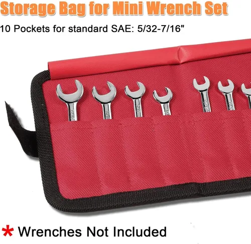 Miniatura 3 de SPEEDWOX Bolsa Organizadora de Herramientas de Llave de 10 Bolsillos, Bolsa de Almacenamiento de Herramientas para Mini Llaves, SAE 5/32-7/16