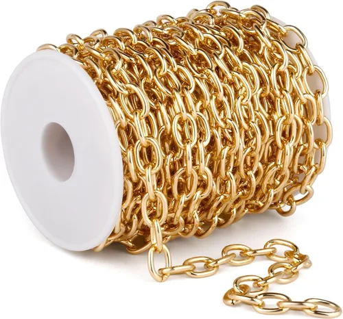 Miniatura 13 de Cadikez - 33 pies de cadenas de cable rolo de plata, 5 mm de aluminio chapado en plata, cadena de eslabones ovalados en O, en rollo a granel