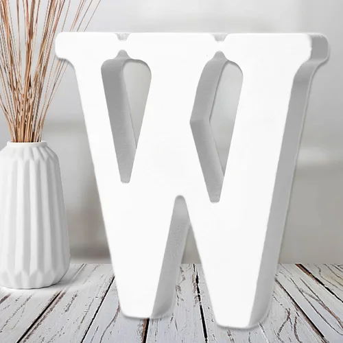 Miniatura 23 de AOCEAN Letras de madera blanca de 6 pulgadas, letras de madera sin terminar para decoración de pared, letras de pie, rebanadas, decoración