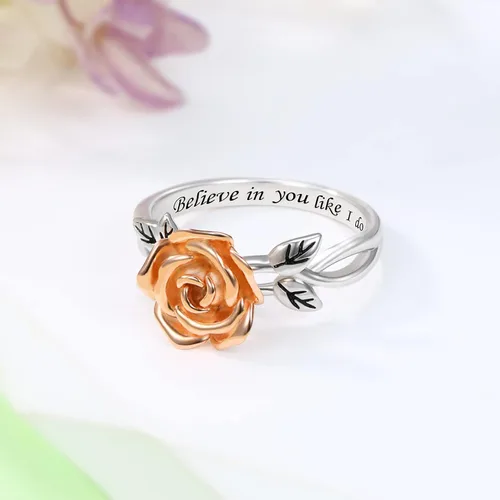 Miniatura 3 de Anillos giratorios para la ansiedad para mujeres, plata de ley 925, bandas de promesa rosa rosa para aliviar el estrés, joyería antiansiedad